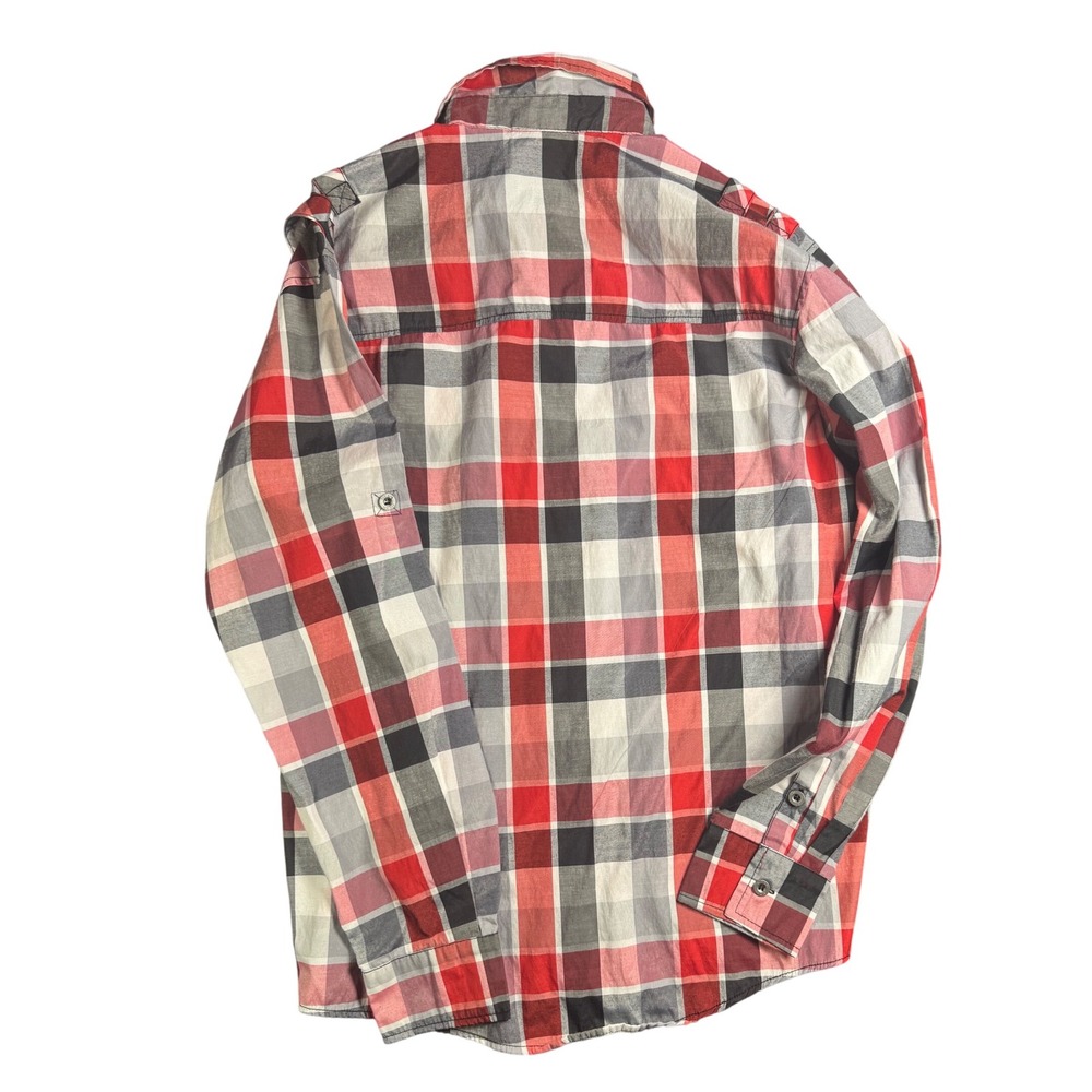 Red Ape Authentic Plaid‎ Shirt Mens XL Long Sleeve Button Up Casual Black White - Picture 2 of 5